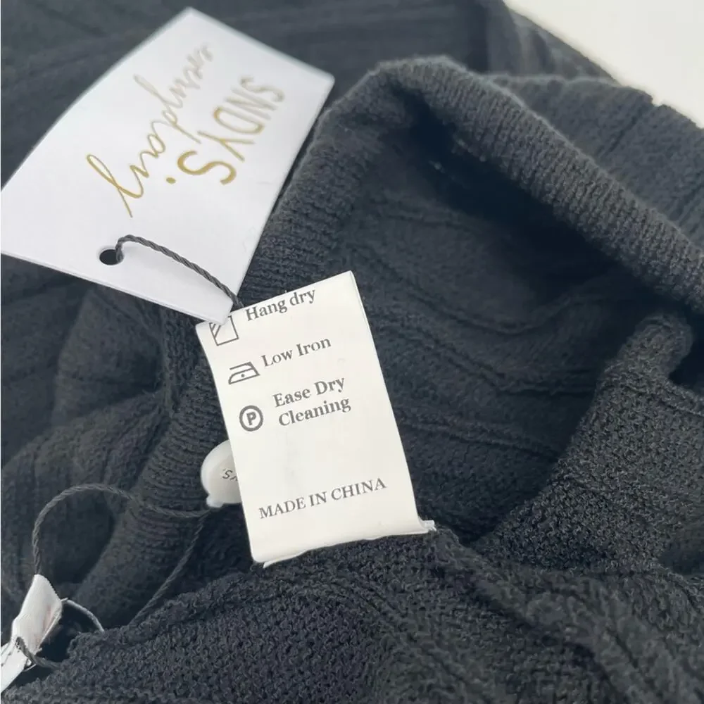 SNDYS Everyday Lounge x Revolve Baha Ribbed Knit Wide Leg Pants Black Medium NWT - Picture 11 of 16